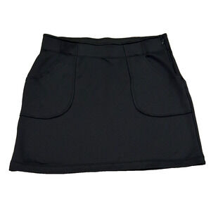 Athleta Black Fleece Mini Skirt Pockets Zippered Elastic Waist Size 6